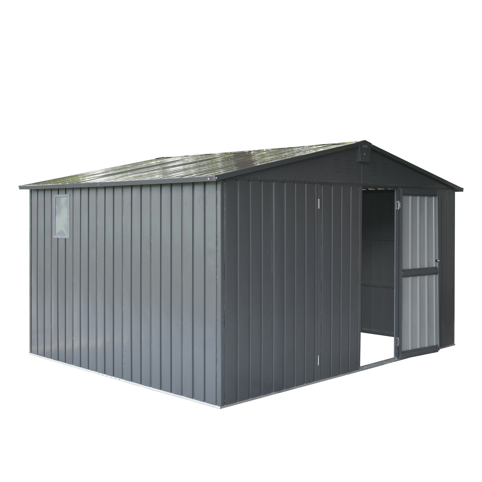 Backyard Storage Shed 11'X 9' With Galvanized Steel Frame & Windows, Outdoor Garden Shed Metal Utility Tool Storage Room With Lockable Door For Patio Dark Gray Dark Gray Metal