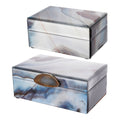 Set Of 2 Decorative Nesting Jewelry Boxes, Stackable Decorative Storage Boxes With Lids Colorful Mdf Glass