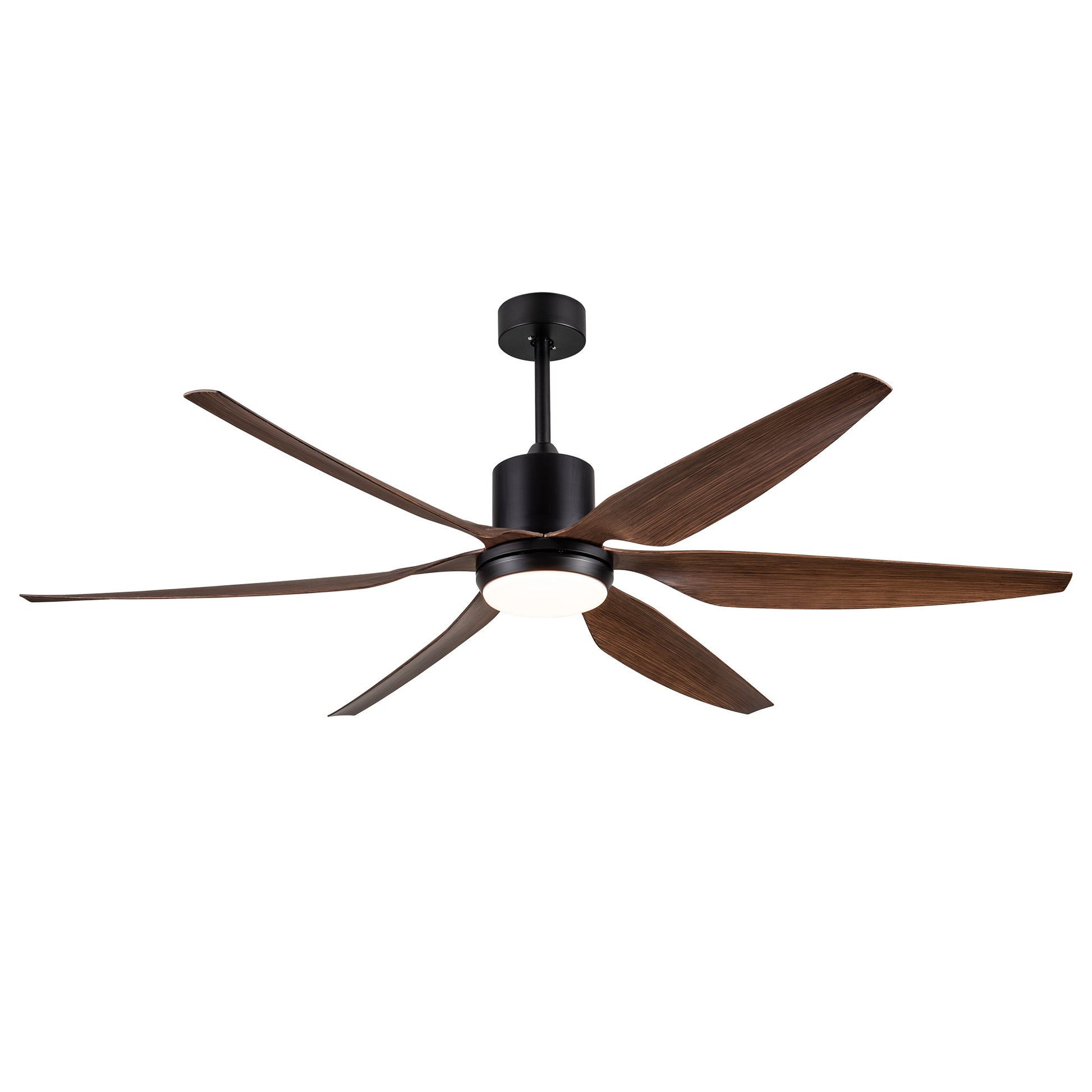 66" Vintage Ceiling Fan Lighting With Brown Blades In Integrated Led Black Brown Abs