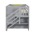 Twin Bed, Solid Wood Twin Size Low Loft Bed With Stair, Drawer, And Shelf Of Grey Color Gray Pine