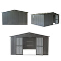 Backyard Storage Shed 11'X 9' With Galvanized Steel Frame & Windows, Outdoor Garden Shed Metal Utility Tool Storage Room With Lockable Door For Patio Dark Gray Dark Gray Metal