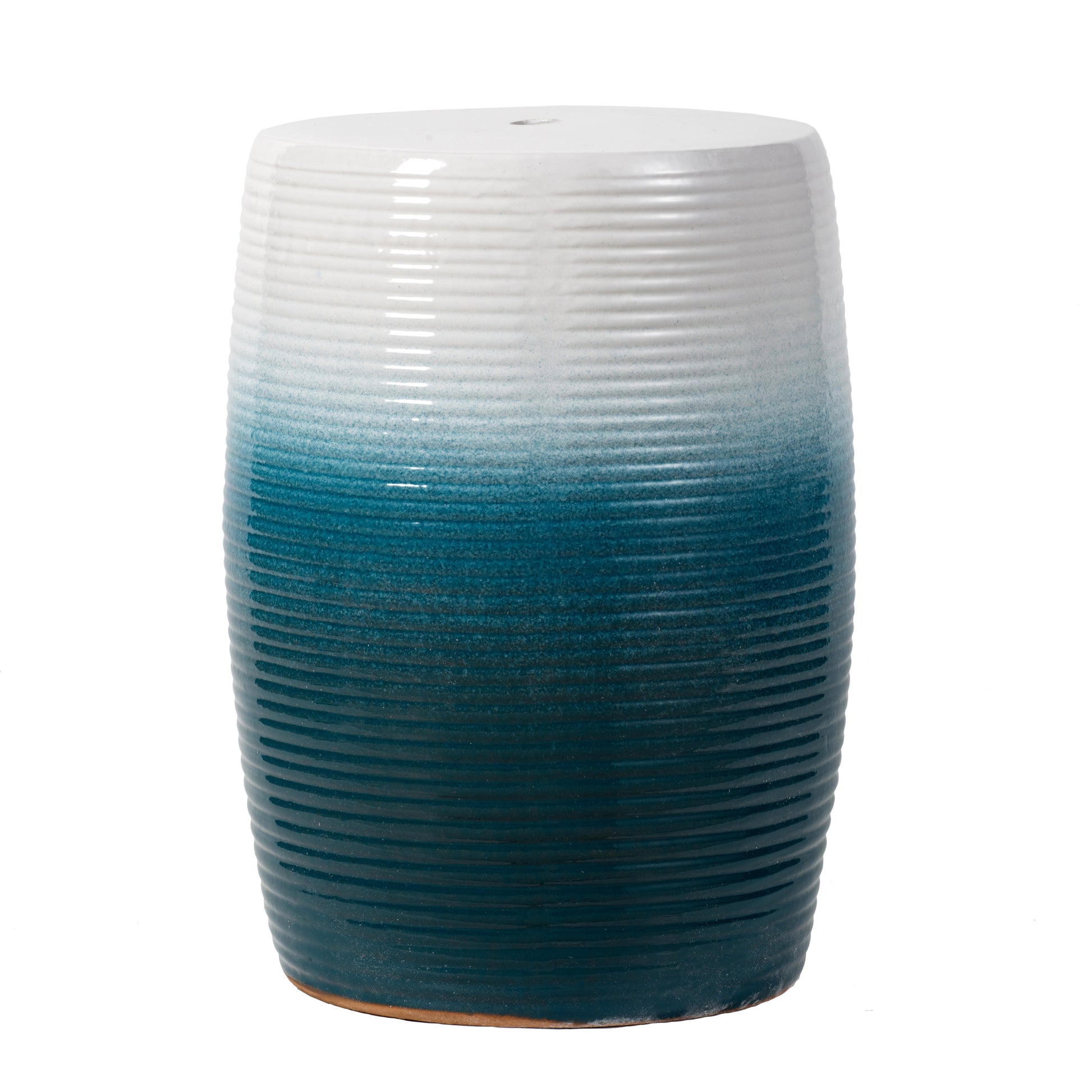 D13X18.5" Ceramic Decorative Garden Stool, Blue Blue Ceramic