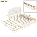 Wood Queen Size Platform Bed With Twin Size Trundle And 2 Drawers, White Box Spring Not Required Queen White Wood Bedroom Bed Frame Solid Wood Mdf