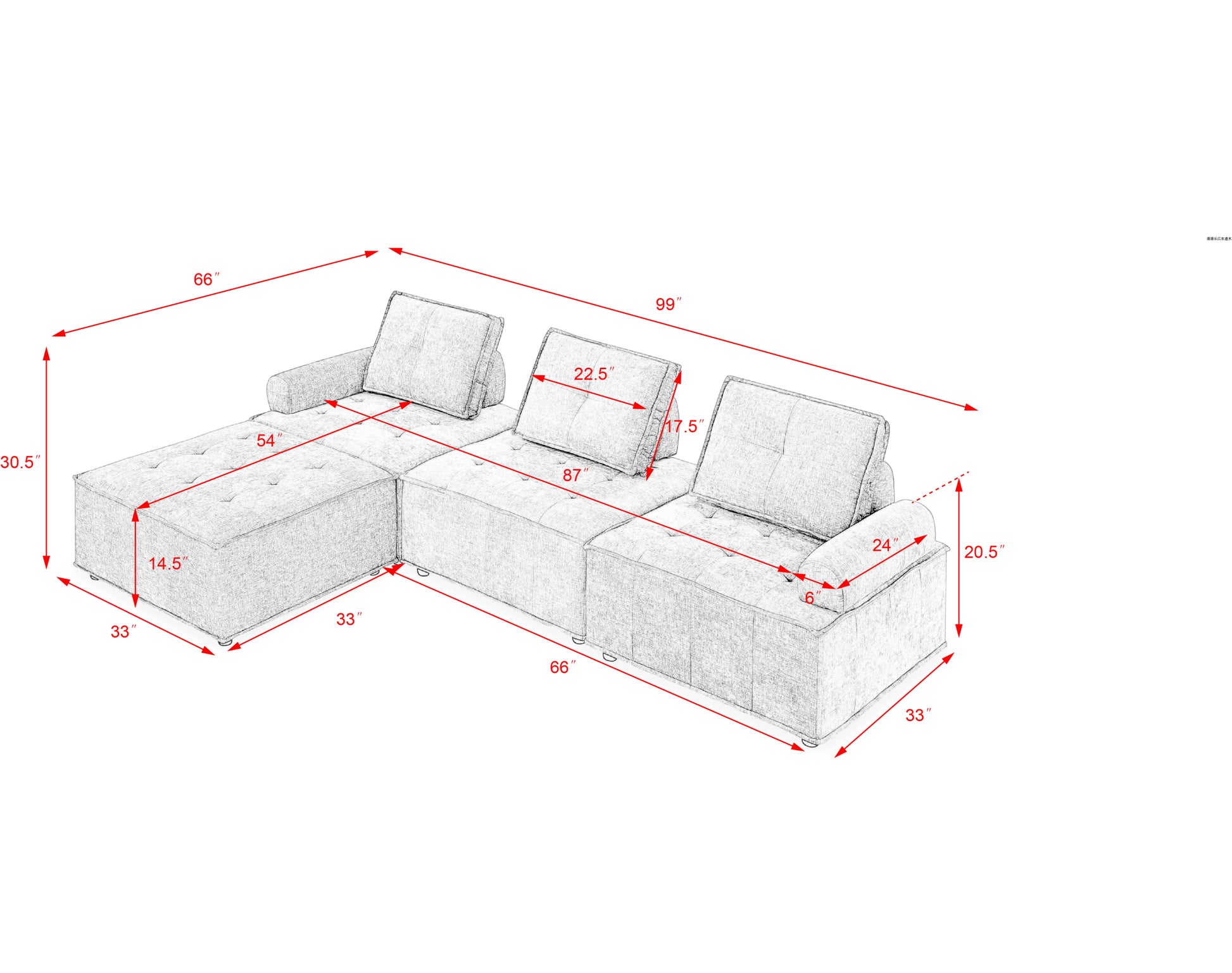 L Shape Modular Sectional Sofa, Diy Combination, Chenille Grey Chenille Wood Tight Back Eucalyptus Square Arms Foam Chenille 4 Seat