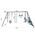 Xns076 Blackish Green Interesting Four Function Swingset With Face To Face Metal Plastic Safe Swing Seat 550Lbs For Outdoor Playground For Age 3 Blackish Green Steel