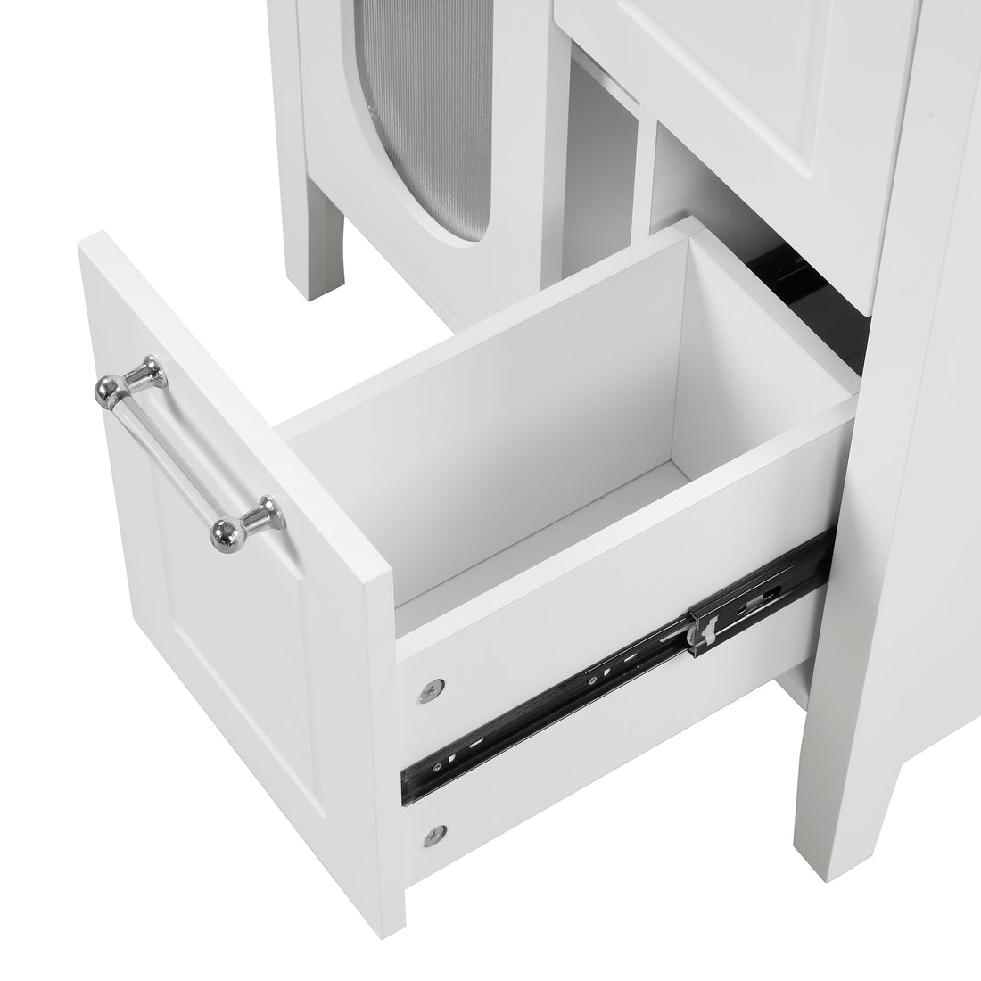 24" Bathroom Vanity With Sink, Bathroom Vanity Cabinet With Two Drawers And Door, Adjustable Shelf, Solid Wood And Mdf, White Old Sku:Wf309411Aak White Solid Wood Mdf