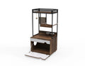 Cat Litter Box Enclosures With Cat Tree Tower, Cat Furniture ,Cat Cabinet White Vintage American Design Particle Board