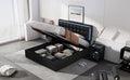 Queen Size Tufted Upholstered Platform Bed With Hydraulic Storage System,Pu Storage Bed With Led Lights,Black Black Pu