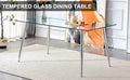 Modern Minimalist Rectangular Glass Dining Table, 0.4 Inch Thick Transparent Tempered Glass Tabletop And Silver Metal Legs, Suitable For Kitchens, Restaurants, And Living Rooms 63