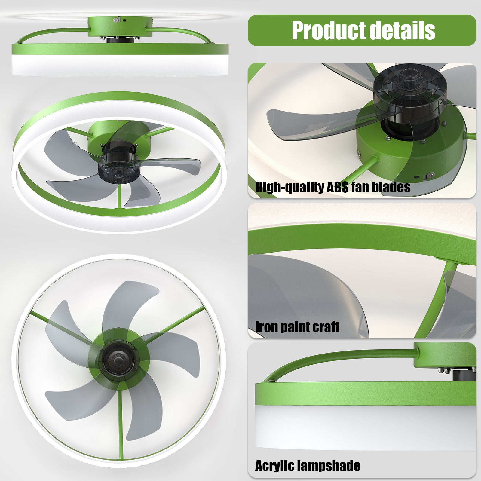 Ceiling Fans With Lights Dimmable Led Embedded Installation Of Thin Modern Ceiling Fans Green Green Modern Abs