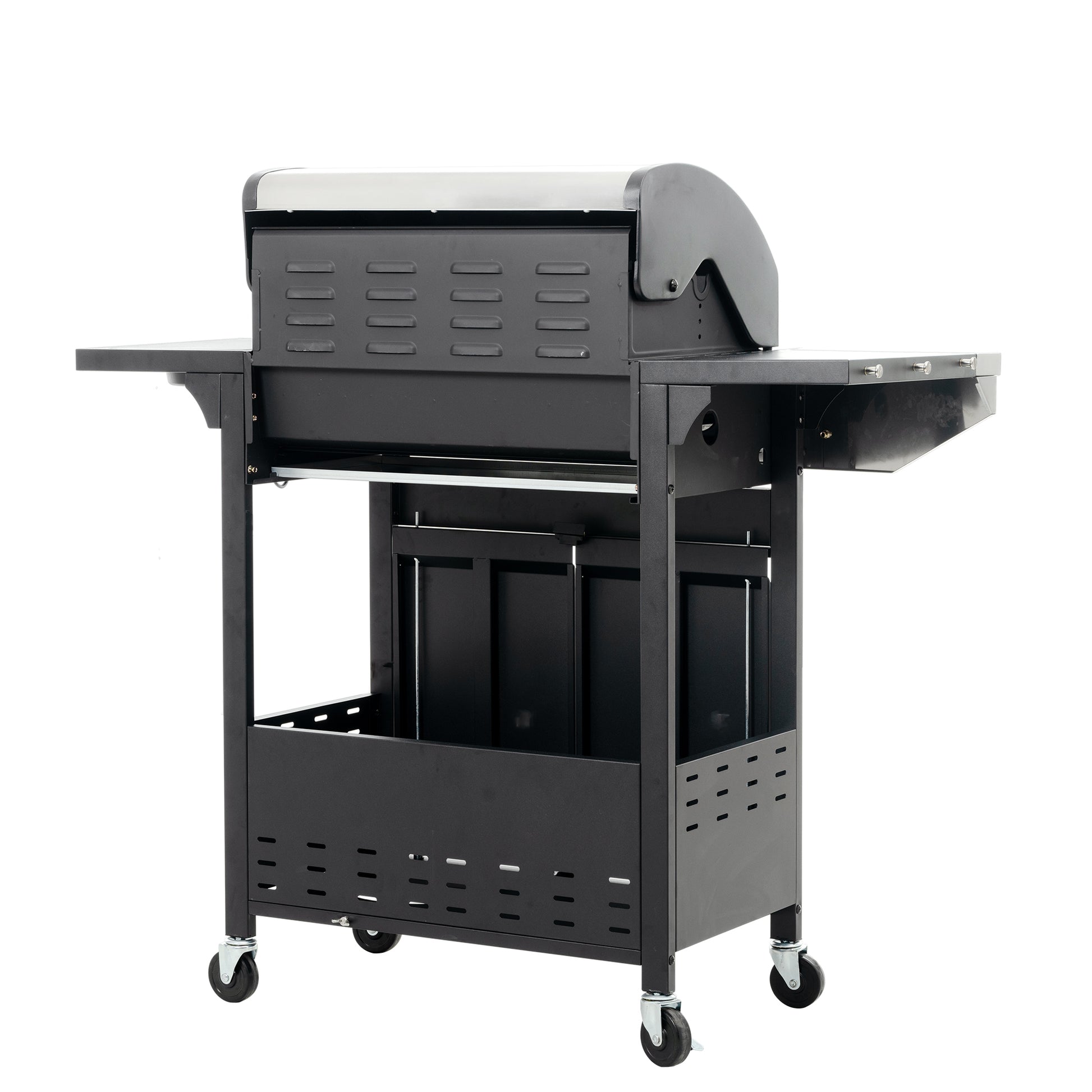Propane Grill 4 Burner Barbecue Grill Stainless Steel Gas Grill With Side Burner, 46,500 Btu Outdoor Cooking, Patio, Garden Barbecue Grill, Black And Silver Silver Stainless Steel