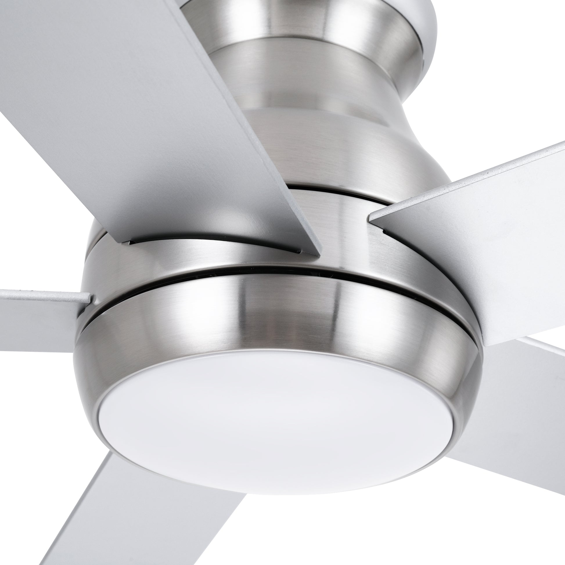 52" Low Profile Ceiling Fan In Brushed Nickel With Silver Blades Silver American Design Plywood Metal & Wood