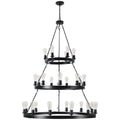 Sku:W1340P206660 27 Light Metal Ring Chandelier Black Black Retro Iron