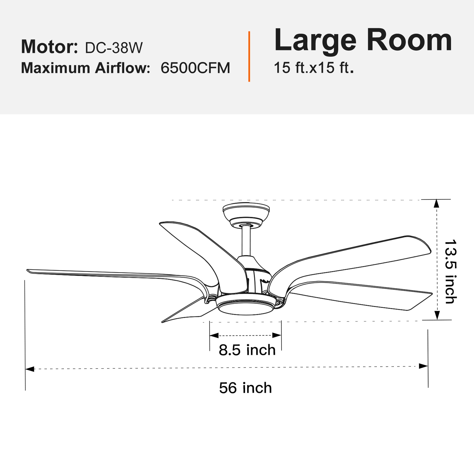 Smart 56" Integrated Led Ceiling Fan With Antique Brown Blades In Matte Black Fan Body Finish Antique Brown Abs