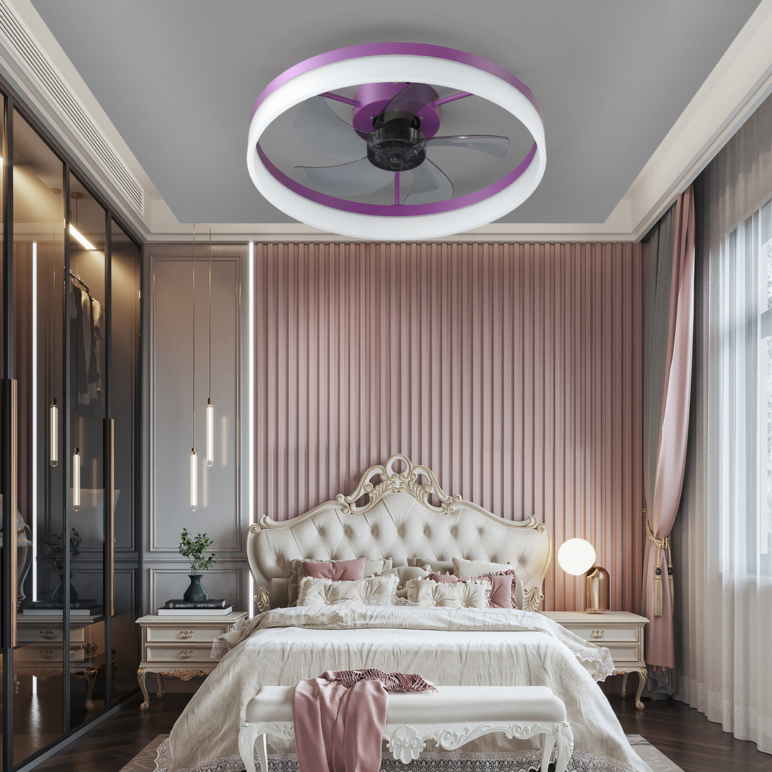 Ceiling Fans With Lights Dimmable Led Embedded Installation Of Thin Modern Ceiling Fans Purple Purple Modern Abs