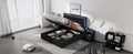 Queen Size Tufted Upholstered Platform Bed With Hydraulic Storage System,Pu Storage Bed With Led Lights,Black Black Pu