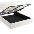 Queen Size Tufted Upholstered Platform Bed With Hydraulic Storage System,Pu Storage Bed With Led Lights,White White Pu