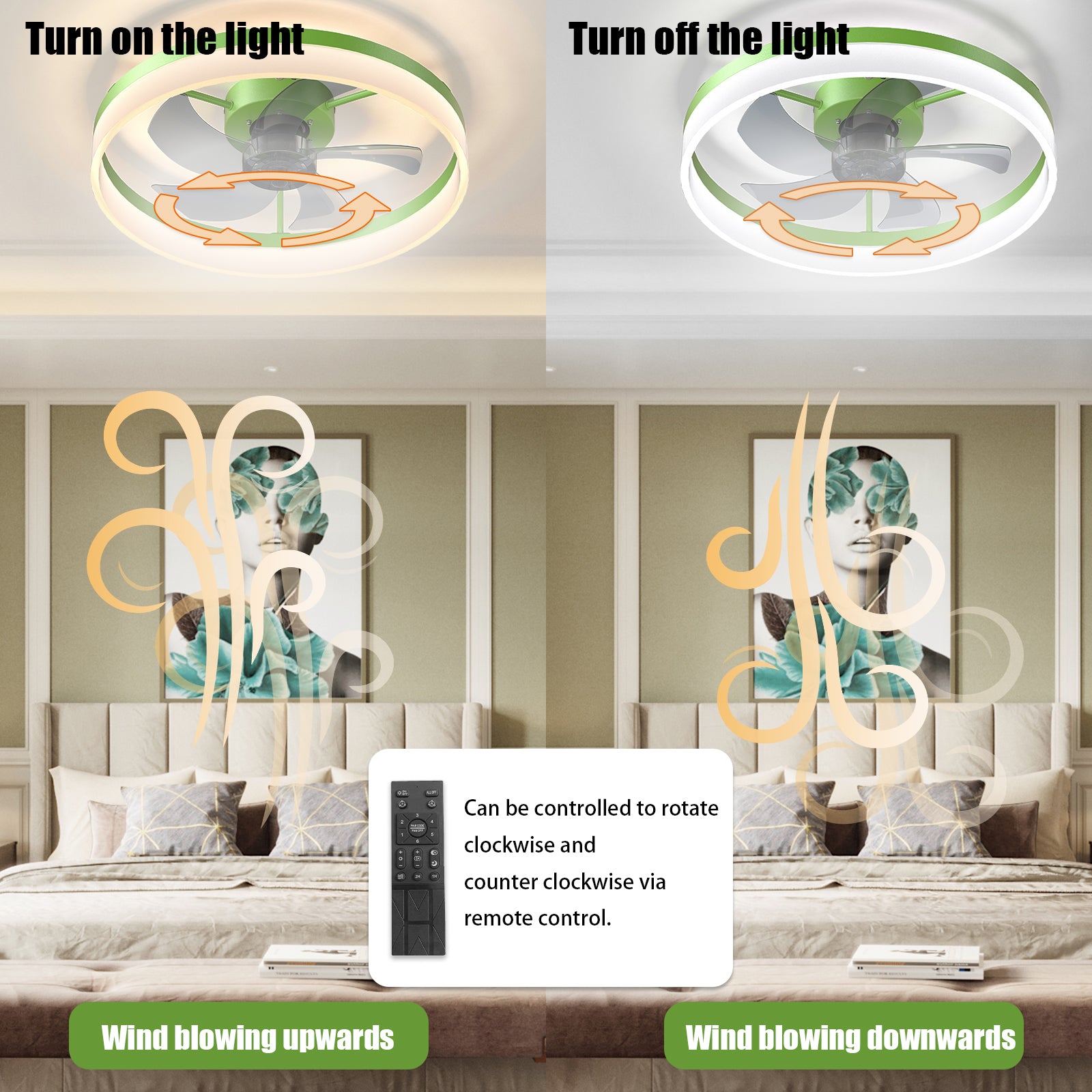 Ceiling Fans With Lights Dimmable Led Embedded Installation Of Thin Modern Ceiling Fans Green Green Modern Abs