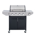 Propane Grill 4 Burner Barbecue Grill Stainless Steel Gas Grill With Side Burner, 46,500 Btu Outdoor Cooking, Patio, Garden Barbecue Grill, Black And Silver Silver Stainless Steel
