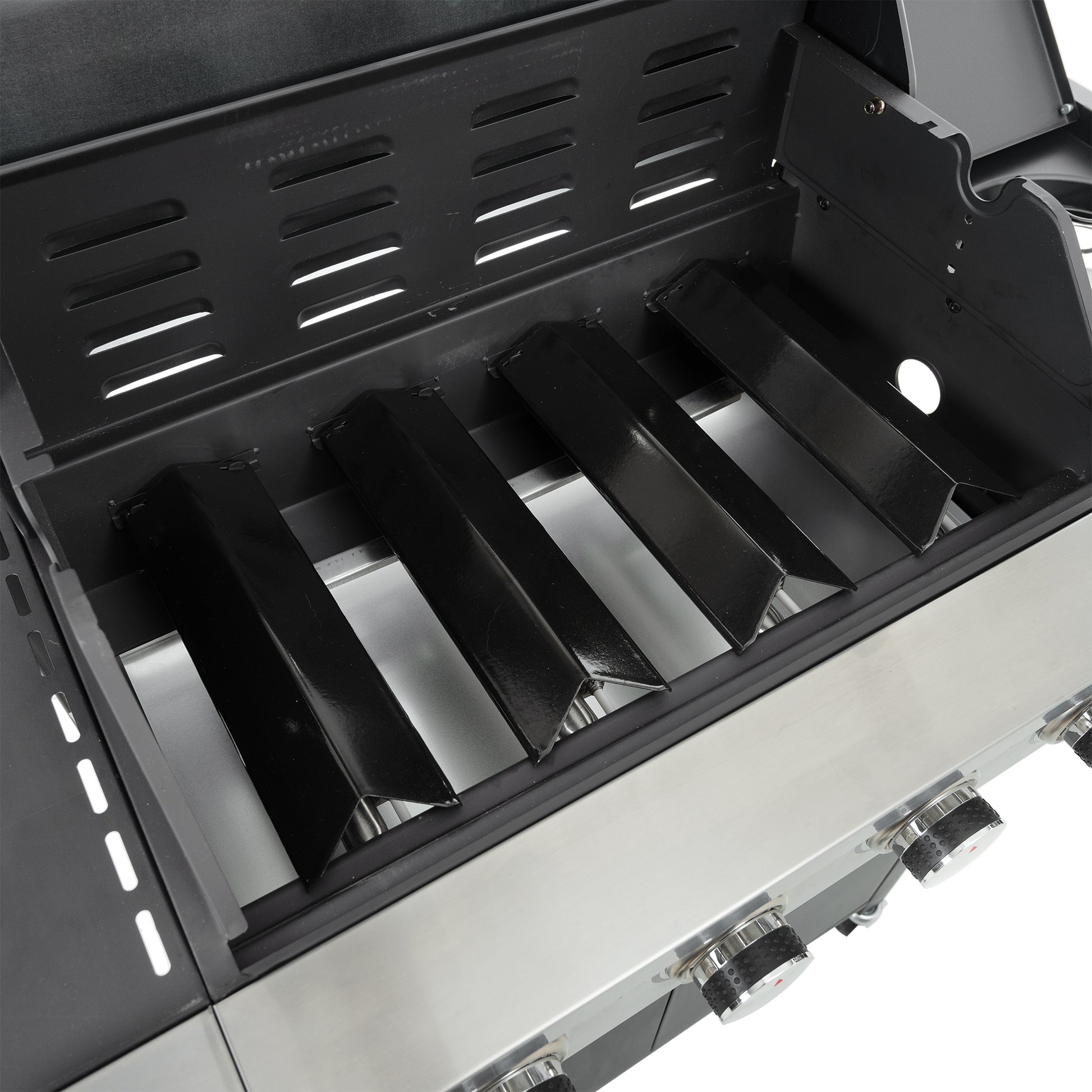 Propane Grill 4 Burner Barbecue Grill Stainless Steel Gas Grill With Side Burner, 46,500 Btu Outdoor Cooking, Patio, Garden Barbecue Grill, Black And Silver Silver Stainless Steel