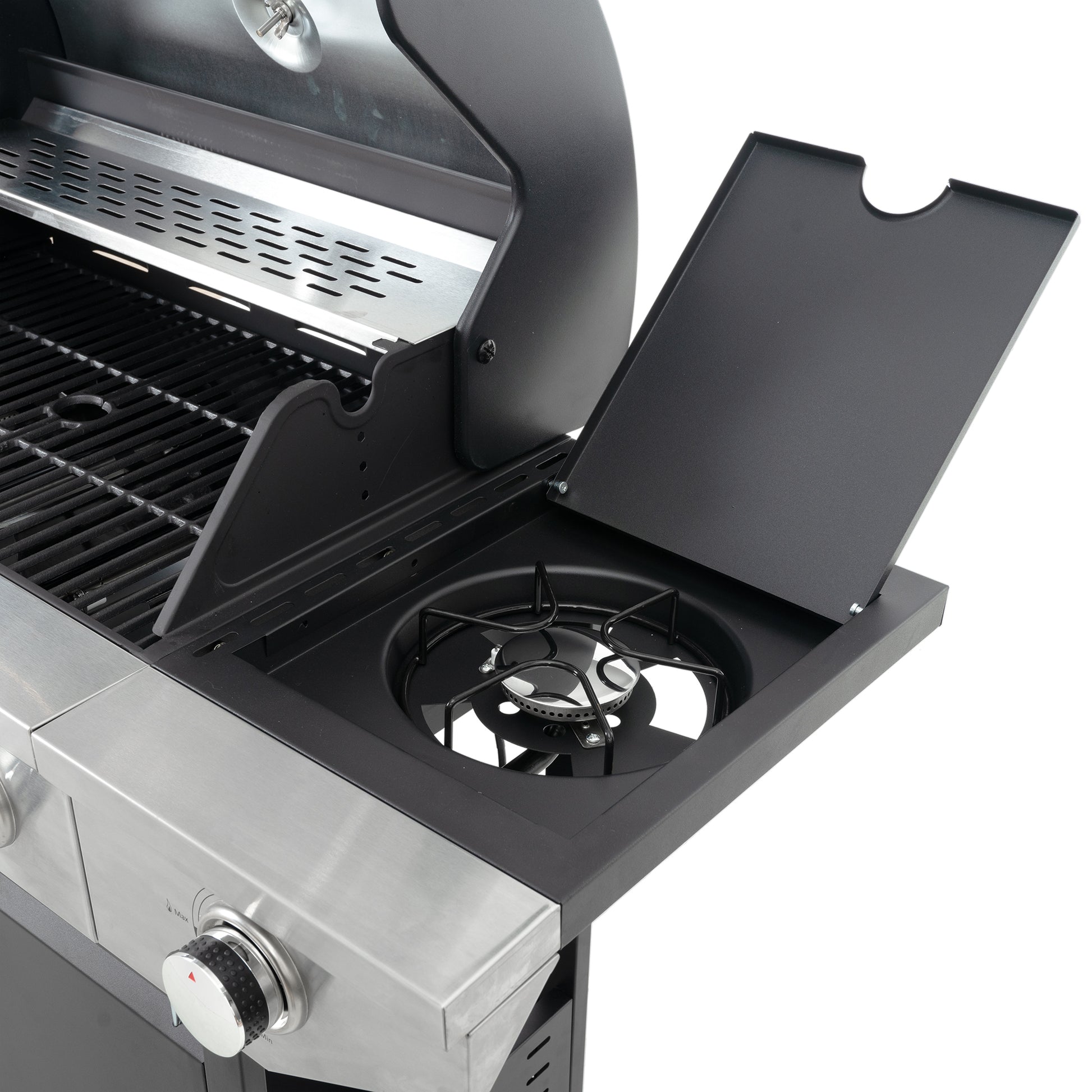 Propane Grill 4 Burner Barbecue Grill Stainless Steel Gas Grill With Side Burner, 46,500 Btu Outdoor Cooking, Patio, Garden Barbecue Grill, Black And Silver Silver Stainless Steel