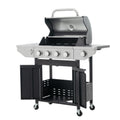 Propane Grill 4 Burner Barbecue Grill Stainless Steel Gas Grill With Side Burner, 46,500 Btu Outdoor Cooking, Patio, Garden Barbecue Grill, Black And Silver Silver Stainless Steel