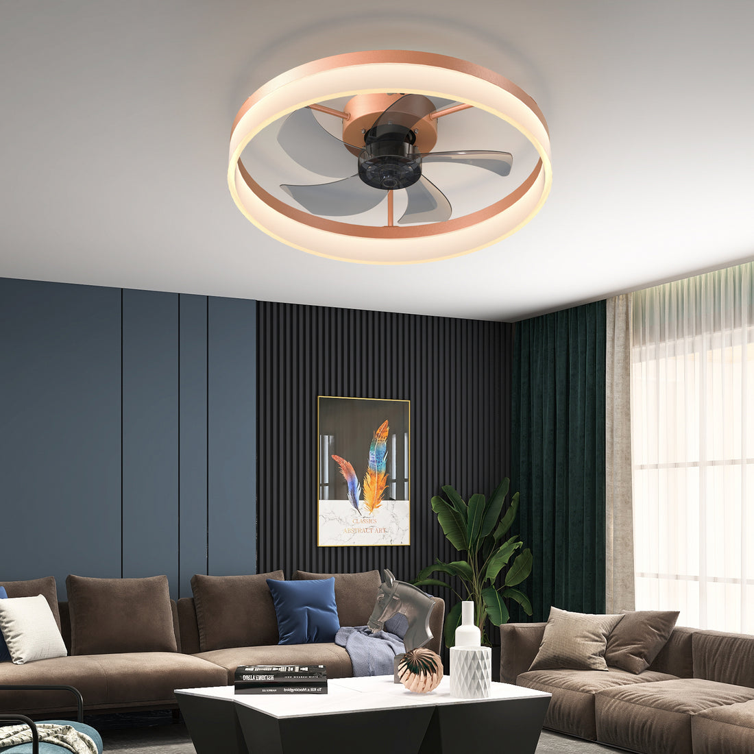 Ceiling Fans With Lights Dimmable Led Embedded Installation Of Thin Modern Ceiling Fans Rose Gold Rose Gold Modern Abs