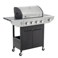 Propane Grill 4 Burner Barbecue Grill Stainless Steel Gas Grill With Side Burner, 46,500 Btu Outdoor Cooking, Patio, Garden Barbecue Grill, Black And Silver Silver Stainless Steel