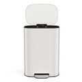 13 Gallon 50L Kitchen Foot Pedal Operated Soft Close Trash Can Stainless Steel Ellipse Bustbin White White Steel