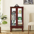 Curio Cabinet Lighted Curio Diapaly Cabinet With Adjustable Shelves And Mirrored Back Panel, Tempered Glass Doors Cherry, 3 Tier , E26 Light Bulb Not Included Cherry Mdf