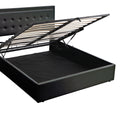 3 Pieces Bedroom Sets,Queen Size Upholstered Bed With Led Lights,Hydraulic Storage System, Two Nightstands With Crystal Decoration,Black Queen Black 3 Piece Set Wood