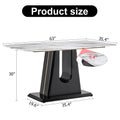 A Modern, Minimalist, And Luxurious Dining Table With A White Imitation Marble Tabletop And Mdf Legs With U Shaped Brackets. Tables In Restaurants And Living Rooms 63