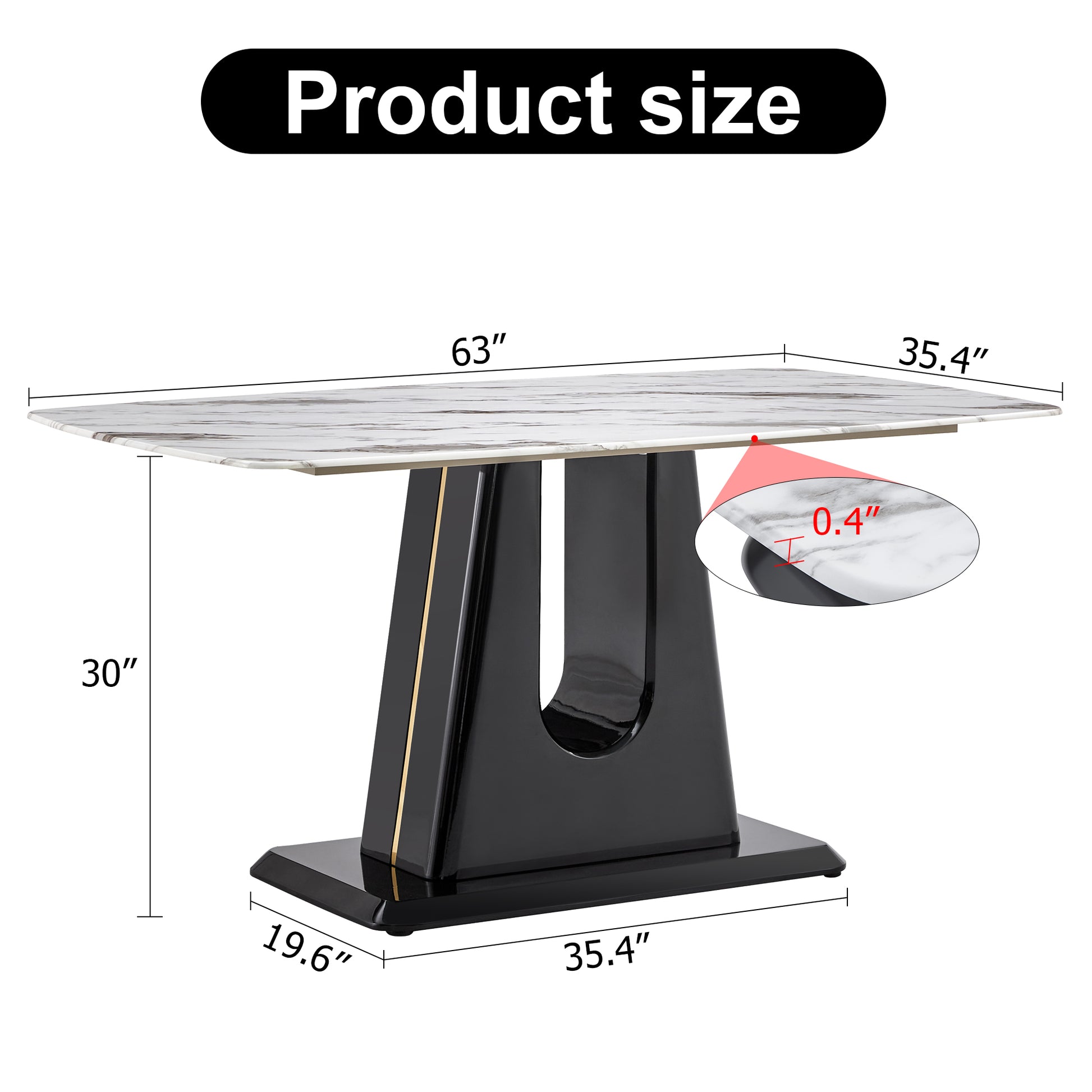 A Modern, Minimalist, And Luxurious Dining Table With A White Imitation Marble Tabletop And Mdf Legs With U Shaped Brackets. Tables In Restaurants And Living Rooms 63"*35.4"*30 F U White Mdf Glass