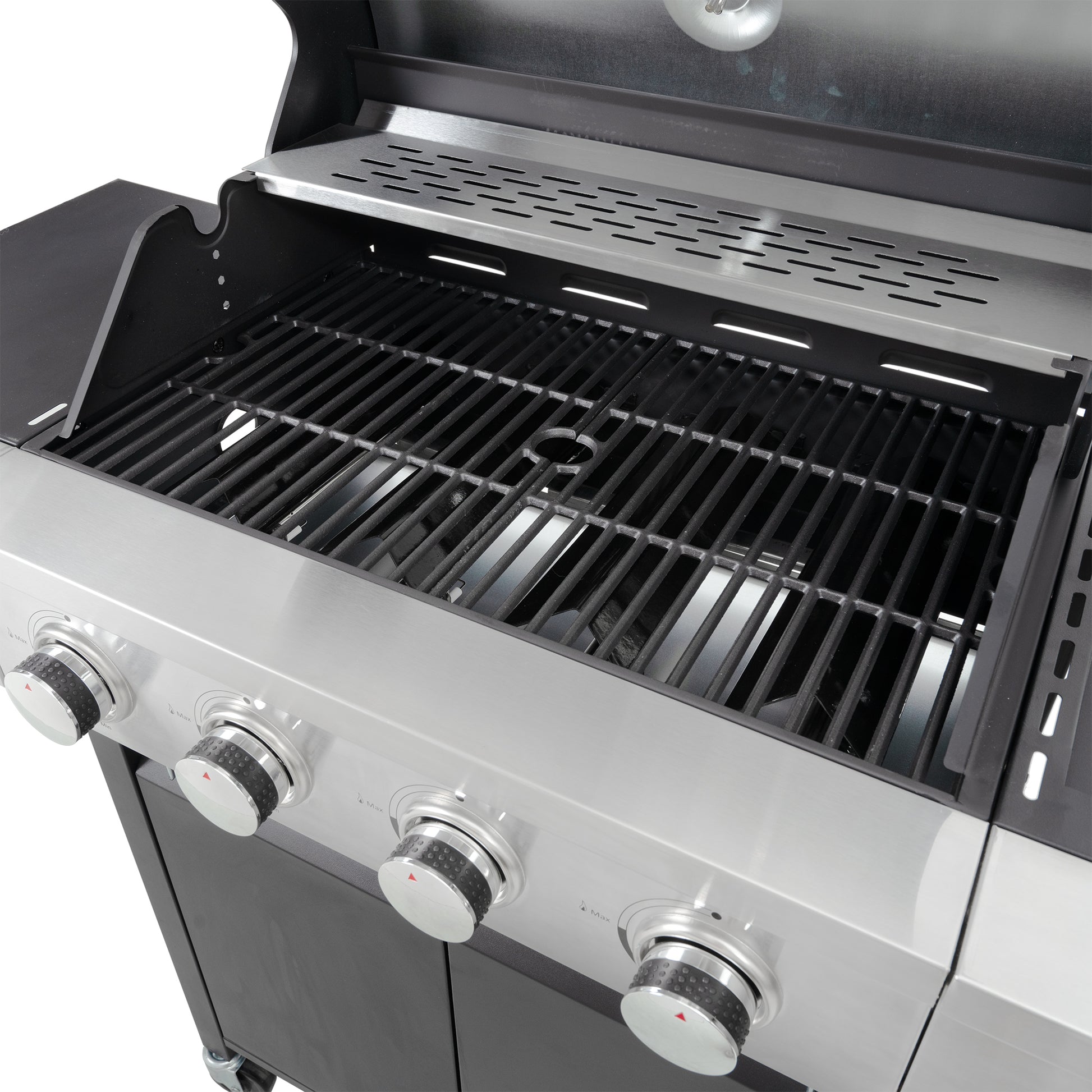 Propane Grill 4 Burner Barbecue Grill Stainless Steel Gas Grill With Side Burner, 46,500 Btu Outdoor Cooking, Patio, Garden Barbecue Grill, Black And Silver Silver Stainless Steel