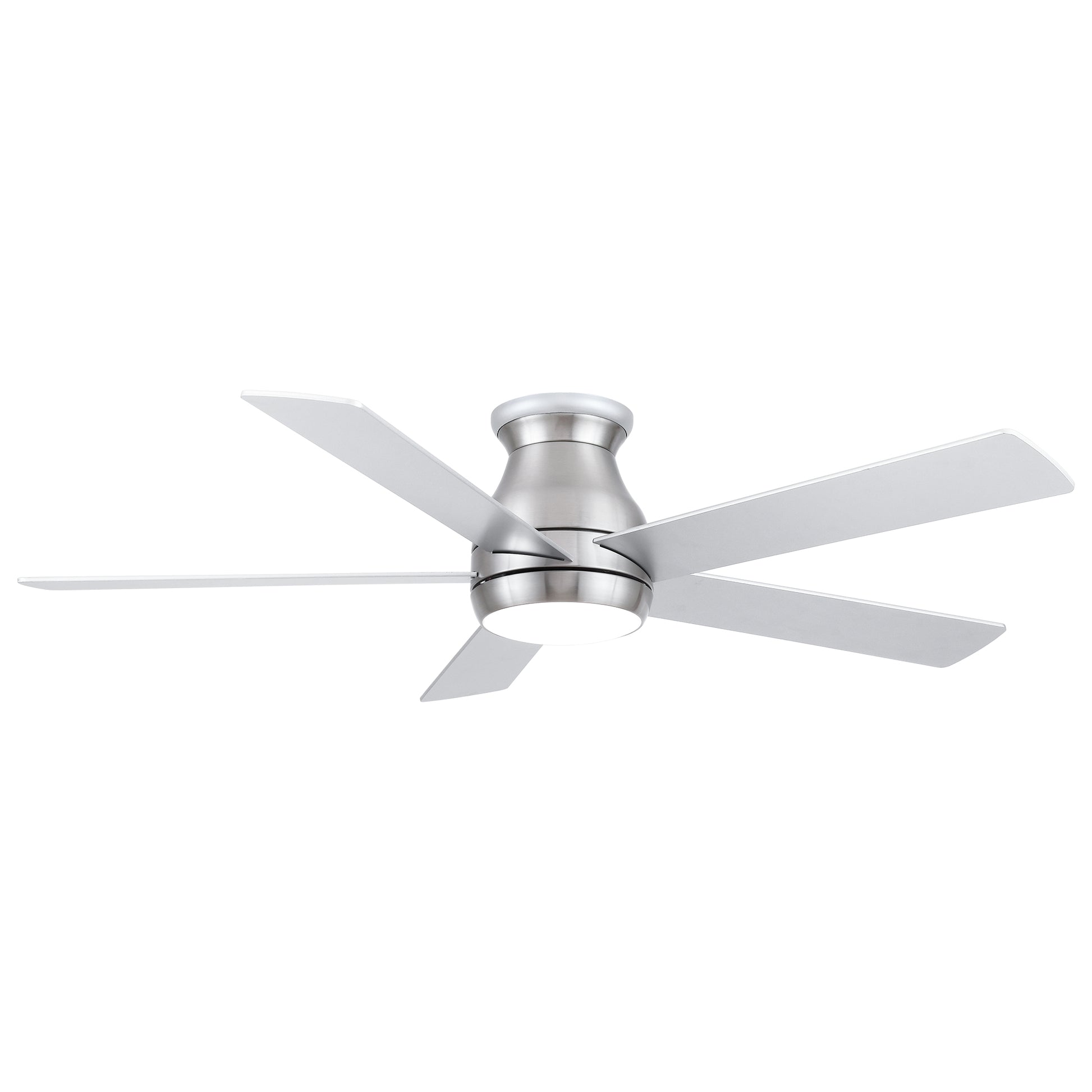 52" Low Profile Ceiling Fan In Brushed Nickel With Silver Blades Silver American Design Plywood Metal & Wood