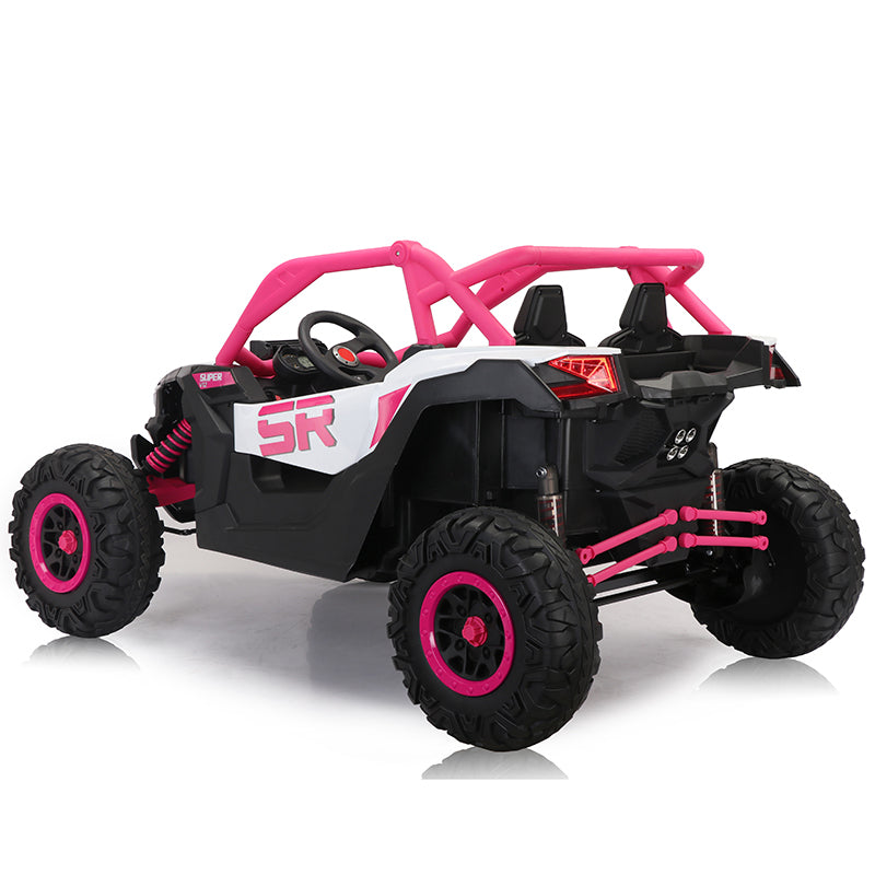 24V7A 200W*2 Super Powerfour Wheel Shock Absorber With High And Low Speed Usb Bluetooth Music Kids Ride On Carelectric Car For Children Pink 200 Lbs & Over 13 Years And Up Iron Plastic Outdoor