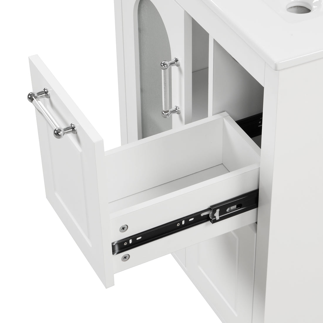 24" Bathroom Vanity With Sink, Bathroom Vanity Cabinet With Two Drawers And Door, Adjustable Shelf, Solid Wood And Mdf, White Old Sku:Wf309411Aak White Solid Wood Mdf