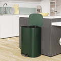 13 Gallon 50L Kitchen Foot Pedal Operated Soft Close Trash Can Stainless Steel Ellipse Bustbin Green Green Steel