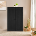 Bathroom Storage Cabinet Freestanding Wooden Floor Cabinet With Adjustable Shelf And Double Door Black Black Mdf
