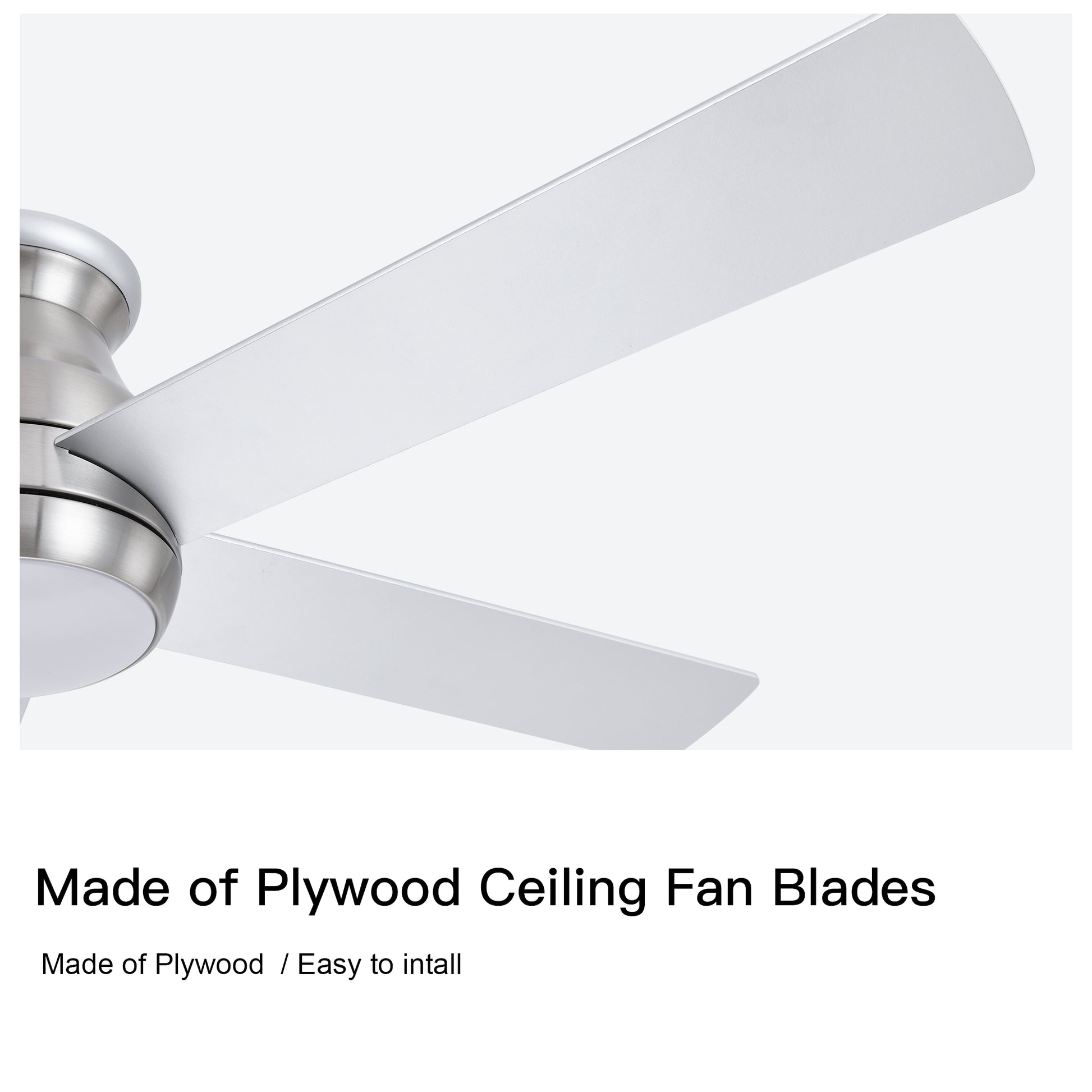 52" Low Profile Ceiling Fan In Brushed Nickel With Silver Blades Silver American Design Plywood Metal & Wood