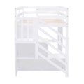 Twin Size Loft Bed With Storage Staircase And Window, White Box Spring Not Required Twin White Wood Bedroom Solid Wood Mdf