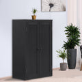 Bathroom Storage Cabinet Freestanding Wooden Floor Cabinet With Adjustable Shelf And Double Door Black Black Mdf