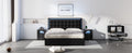 Queen Size Tufted Upholstered Platform Bed With Hydraulic Storage System,Pu Storage Bed With Led Lights,Black Black Pu