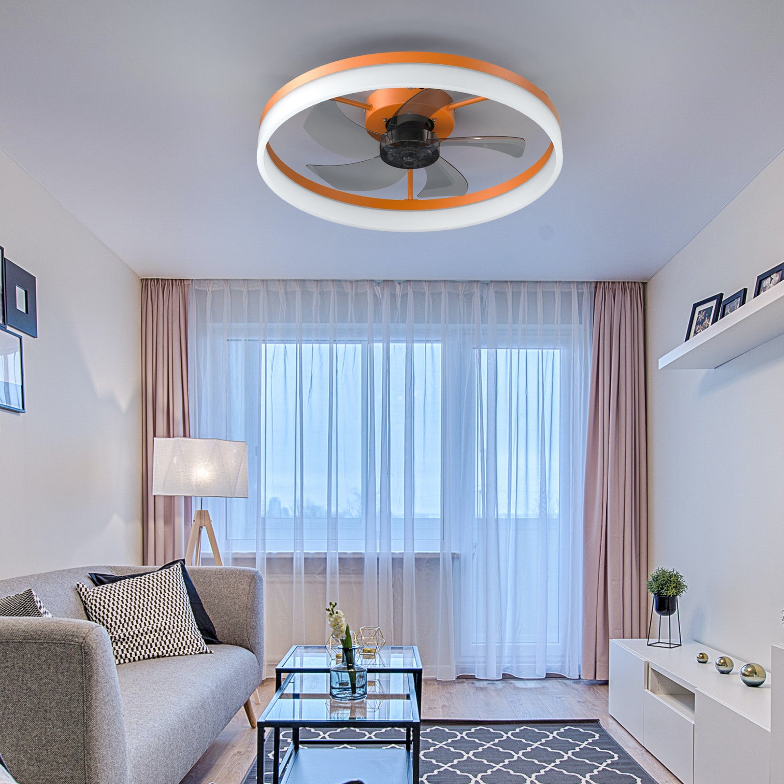 Ceiling Fans With Lights Dimmable Led Embedded Installation Of Thin Modern Ceiling Fans Orange Orange Modern Abs