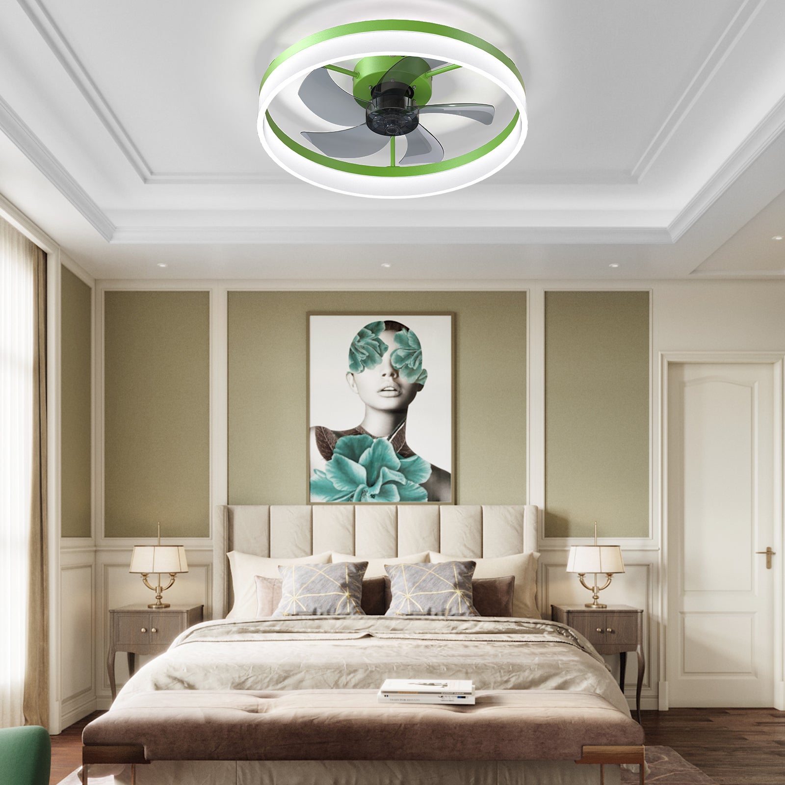 Ceiling Fans With Lights Dimmable Led Embedded Installation Of Thin Modern Ceiling Fans Green Green Modern Abs
