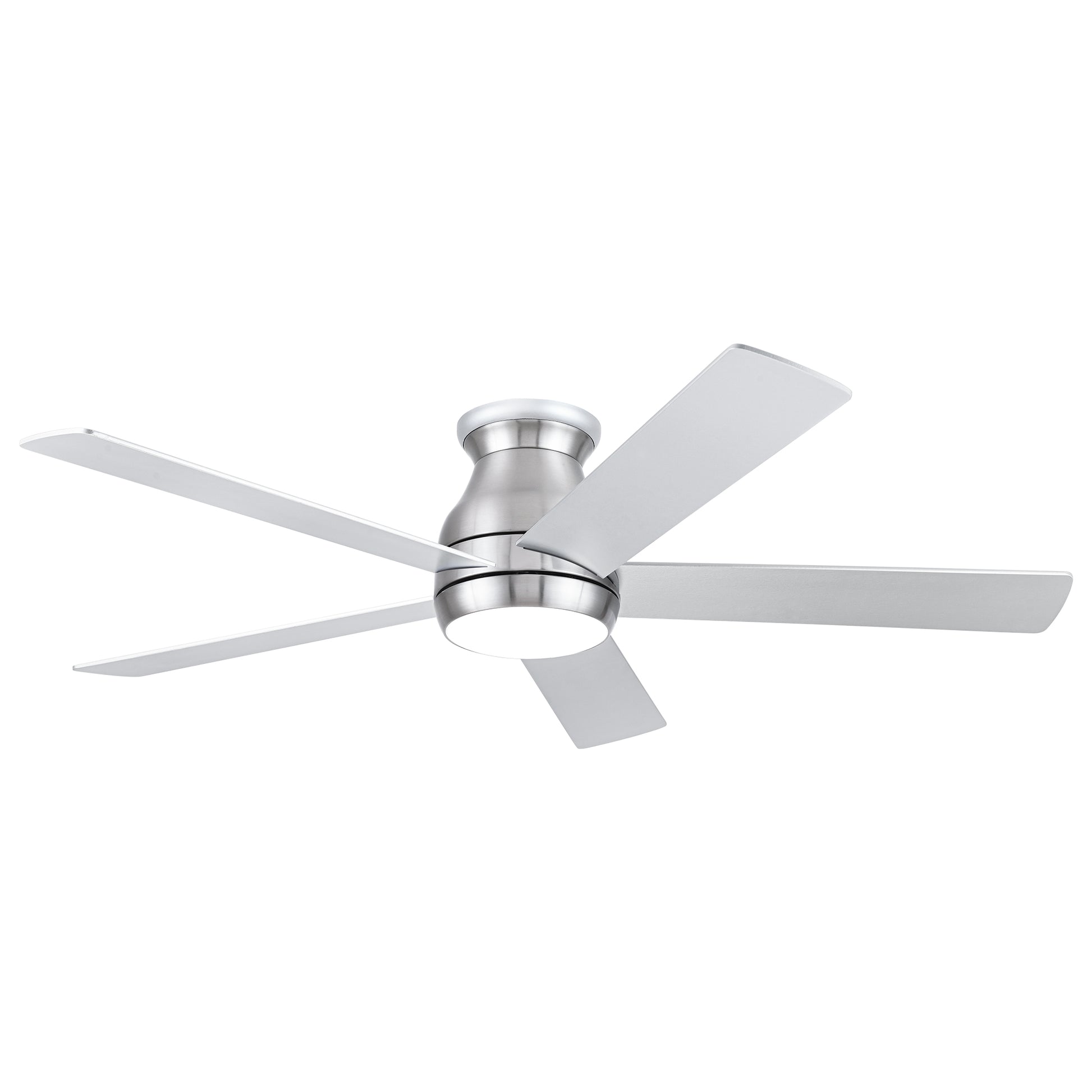 52" Low Profile Ceiling Fan In Brushed Nickel With Silver Blades Silver American Design Plywood Metal & Wood