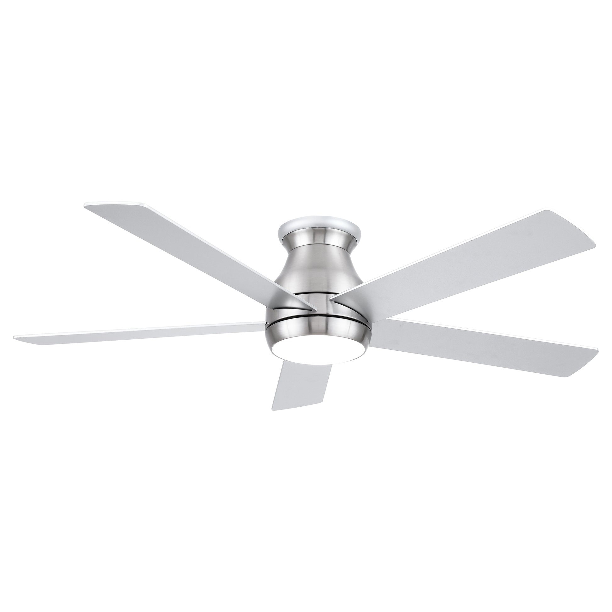 52" Low Profile Ceiling Fan In Brushed Nickel With Silver Blades Silver American Design Plywood Metal & Wood