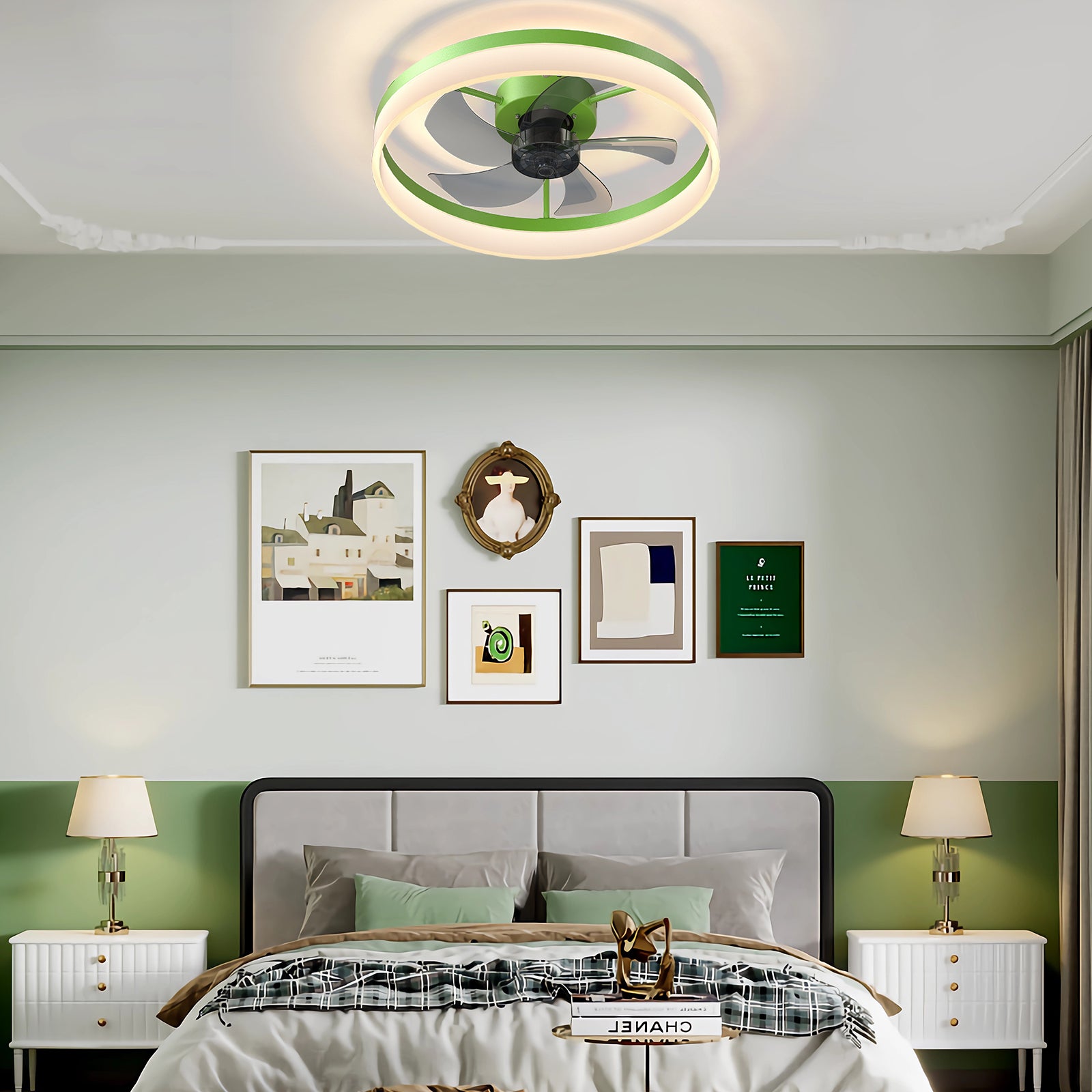 Ceiling Fans With Lights Dimmable Led Embedded Installation Of Thin Modern Ceiling Fans Green Green Modern Abs
