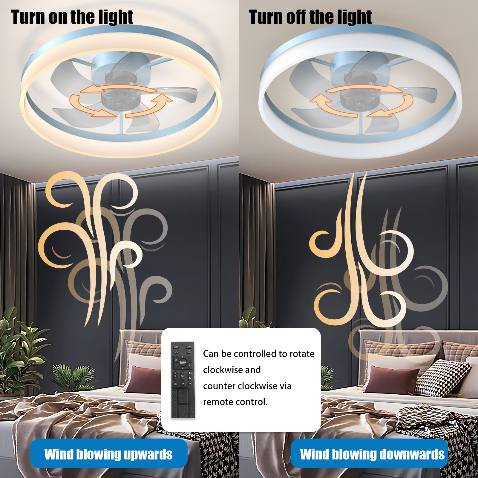 Ceiling Fans With Lights Dimmable Led Embedded Installation Of Thin Modern Ceiling Fans Blue Blue Modern Abs