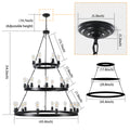 Same As W1340119961 L1017 27 Light Metal Ring Chandelier Black No Bulbs Black Retro Iron